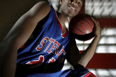 Big Man On Campus - Archbishop Stepinac High School senior basketball player Tony Taylor, 17, has signed a letter of intent to play college basketball at George Washington University next year, and has started his senior season by averaging almost 30 points a game.  Photographed at the Stepinac Archbishop High School gymnasium December 21, 2007.