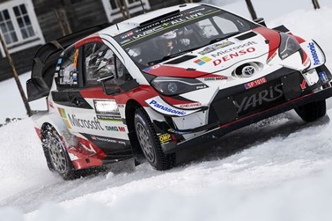 Ott Tanak (EST) Martin Jarveoja (EST) of team Toyota Gazoo Racing WRT is seen recing at special stage nr. 4 during the World Rally Championship Sweden in Torsby, Sweden on February 15, 2019 // Jaanus Ree/Red Bull Content Pool // AP-1YEVUV6M91W11 // Usage for editorial use only // Please go to www.redbullcontentpool.com for further information. // 