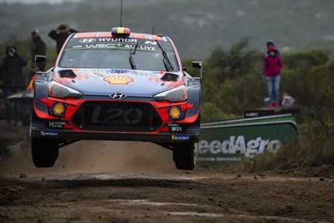Thierry Neuville (BEL) and Nicolas Gilsoul (BEL) of team Hyundai Shell Mobis WRT are seen racing on shakedown during the World Rally Championship Argentina in Villa Carlos Paz, Argentina on April 25, 2019  // Jaanus Ree/Red Bull Content Pool // AP-1Z53A91DN2511 // Usage for editorial use only // Please go to www.redbullcontentpool.com for further information. // 