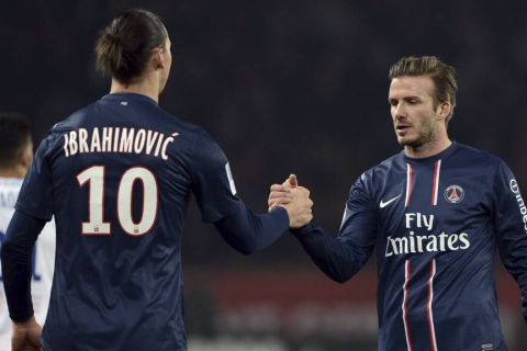  *** Local Caption *** TAKKER BECKHAM: Zlatan Ibrahimovic takker David Beckham for å ha reddet ham fra ville scooterjakter i Paris' gater.