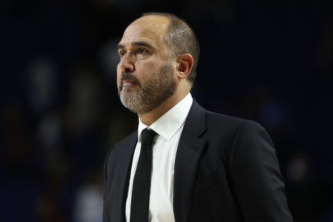 October 2, 2022, MADRID, MADRID, SPAIN: Chus Mateo, head coach of Real Madrid, looks on during the spanish league, Liga Endesa ACB, basketball match played between Real Madrid and Monbus Obradorio at Wizink Center pavilion on October 02, 2022, in Madrid, Spain. (Credit Image: © Oscar J. Barroso/AFP7 via ZUMA Press Wire)