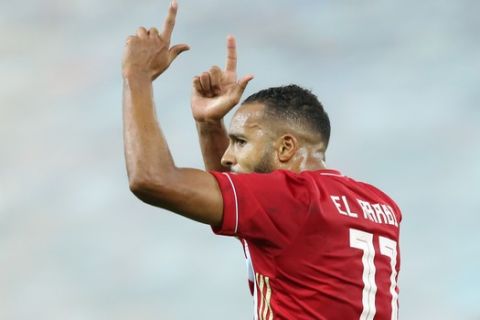 Ο Ελ Αραμπί πανηγυρίζει το γκολ που πέτυχε στην αναμέτρηση Ολυμπιακός - Ατρόμητος