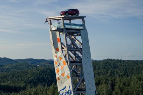 Vertigo sufferers should look away now, because Ford has scaled new heights with an ambitious sport climbing challenge that involved a Ford Explorer Plug-In Hybrid atop the tallest free-standing climbing tower in the world.
