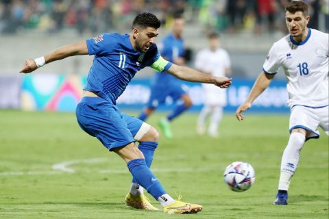 Ο Τάσος Μπακασέτας στη διάρκεια του αγώνα Κύπρος - Ελλάδα | 24 Σεπτεμβρίου 2022