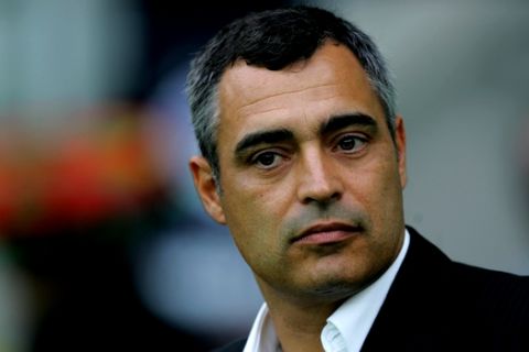Portugal's coach Jose Julio Martins Couceiro reacts prior to the start of the UEFA under21 match Portugal verusus Belgium at Euroborg stadium in Groningen, northern Netherlands, Sunday June 10, 2007. (AP Photo/Peter Dejong)