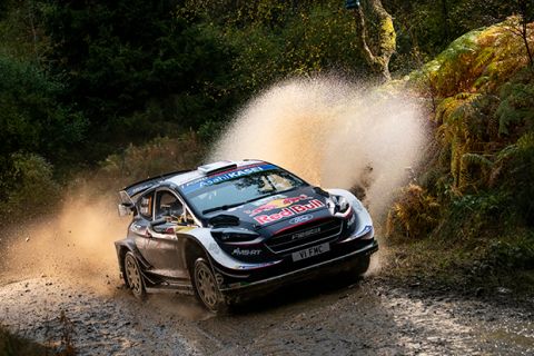 Sebastien Ogier (FRA) performs during FIA World Rally Championship 2018 in Deeside, Great-Britain on October 4, 2018 // Jaanus Ree/Red Bull Content Pool // AP-1X3PB86NH2111 // Usage for editorial use only // Please go to www.redbullcontentpool.com for further information. // 