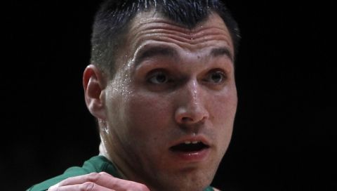 Lithuania's Jonas Maciulis gestures during their quarterfinal basketball match at the EuroBasket European Basketball Championships, between Italy  and Lithuania, on Wednesday, Sept. 16, 2015 in Lille, northern France. (AP Photo/Michel Spingler)