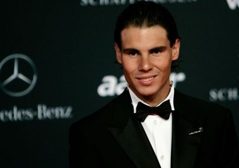 Spanish Tennis Player Rafael Nadal arrives for the Laureus Awards in Abu Dhabi, United Arab Emirates Monday Feb. 7, 2011. _ Rafael Nadal and Lindsey Vonn won this year's individual Laureus Sports Awards on Monday, with Spain's World Cup champions taking the team prize. (AP Photo/Nousha Salimi)