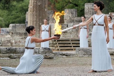 Η επίσημη τελετή Αφής της Ολυμπιακής Φλόγας σήμερα, Τρίτη 24 Οκτωβρίου 2017 στις 12.00, διεξήχτη κανονικά στο αρχαίο στάδιο της Ολυμπίας. (EUROKINISSI// Βασίλης Κουτρουμάνος)