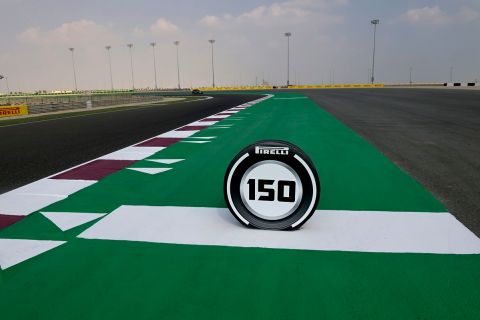 LOSAIL INTERNATIONAL CIRCUIT, QATAR - NOVEMBER 18: Pirelli 150 meter brake marker board during the Qatar GP at Losail International Circuit on Thursday November 18, 2021 in Losail, Qatar. (Photo by Mark Sutton / LAT Images)