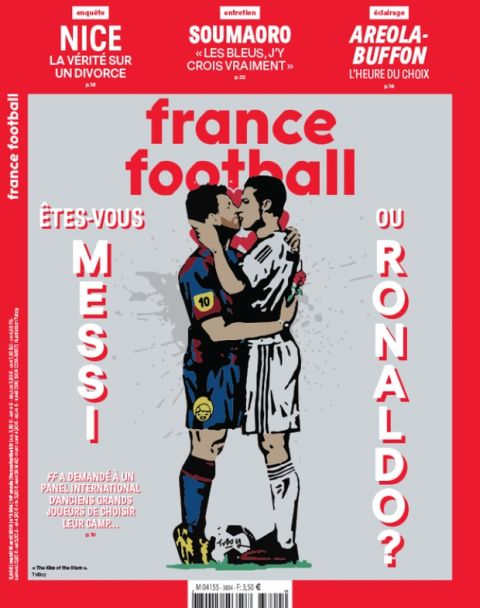 Ανατρεπτικό πρωτοσέλιδο του France Football με φιλί στο στόμα Μέσι - Ρονάλντο