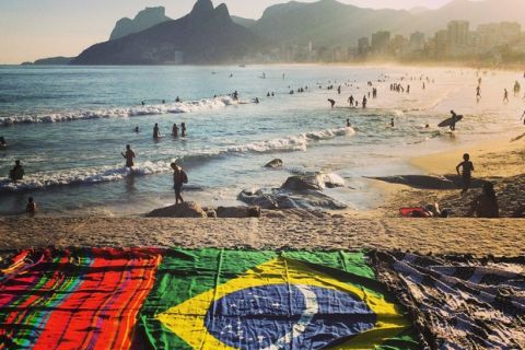 RIO DE JANEIRO, BRAZIL - JUNE 08:  (EDITORS NOTE: THIS IMAGE HAS BEEN CREATED WITH THE USE OF DIGITAL FILTERS) Beach towels and sarong's are seen on Ipanema beach on June 8, 2014 in Rio de Janeiro, Brazil.  (Photo by Clive Rose/Getty Images)