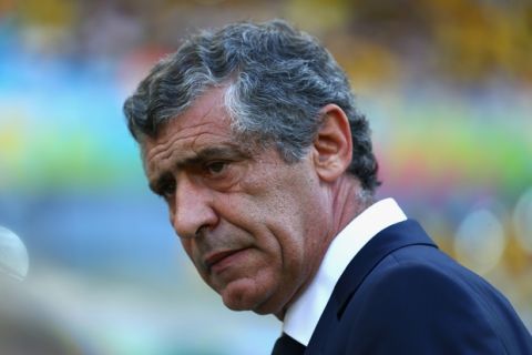BELO HORIZONTE, BRAZIL - JUNE 14: Head coach Fernando Santos of Greece looks on during the 2014 FIFA World Cup Brazil Group C match between Colombia and Greece at Estadio Mineirao on June 14, 2014 in Belo Horizonte, Brazil.  (Photo by Jeff Gross/Getty Images)