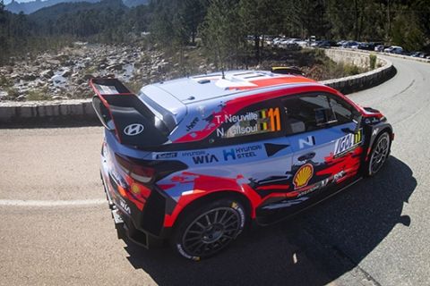 Thierry Neuville (BEL) Nicolas Gilsoul (BEL) of team Hyundai Shell Mobis WRT is seen racing on day 1 during the World Rally Championship France in Bastia, France on March 29, 2019 // Jaanus Ree/Red Bull Content Pool // AP-1YVCQ7V8W2111 // Usage for editorial use only // Please go to www.redbullcontentpool.com for further information. // 