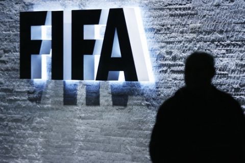 The FIFA logo at the FIFA headquarter in Zurich, Switzerland, Monday, October 29, 2007. FIFA's executive committee has voted unanimously on Monday to end its policy of rotating the hosting of World Cups through its six continental confederations.  (KEYSTONE/Steffen Schmidt)(KEYSTONE/Steffen Schmidt)