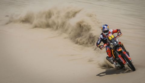 01 SUNDERLAND SAM (GBR); KTM; moto; bike; action during the Dakar 2018; Stage 1 Lima to Pisco; Peru; on january 6 - Photo Aurelien Vialatte / @World / ASO