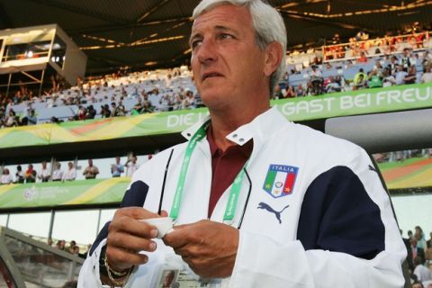 HANOVER, GERMANY - JUNE 12:  Manager of Italy Marcello Lippi looks on prior to the FIFA World Cup Germany 2006 Group E match between Italy and Ghana played at the Stadium Hanover on June 12, 2006 in Hanover, Germany.  (Photo by Andreas Rentz/Bongarts/Getty Images)