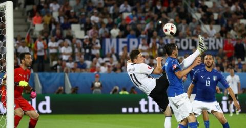A view of the action between Germany and Italy during their UEFA Euro 2016 Quarter-final match