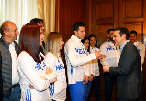 Συνάντηση του Πρωθυπουργού Αλέξη Τσίπρα με τους πρωταθλητές του 34ου Ευρωπαϊκού Πρωταθλήματος, την Τρίτη 7 Μαρτίου 2017.
(EUROKINISSI/ΤΑΤΙΑΝΑ ΜΠΟΛΑΡΗ)