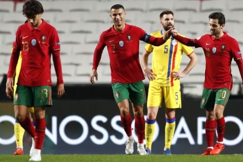 O Ρονάλντο πανηγυρίζει γκολ του στο Πορτογαλία - Ανδόρα που τον έφερε στην 4η θέση με τους κορυφαίους σκόρερ στην ιστορία του ποδοσφαίρου μαζί με τον Πούσκας