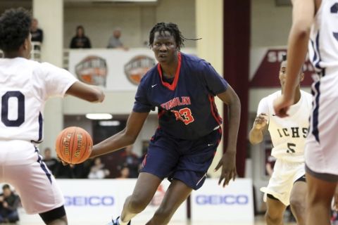 Findlay College Prep's Bol Bol #33 in action against Immaculate Conception during a high school basketball game at the Hoophall Classic, Sunday, January 14, 2018, in Springfield, MA. (AP Photo/Gregory Payan)