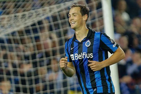 20130914 - BRUGGE, BELGIUM: Club's Tom De Sutter celebrate after scoring during the Jupiler Pro League match between Club Brugge and Lierse, in Brugge, Saturday 14 September 2013, on the seventh day of the Belgian soccer championship. BELGA PHOTO BRUNO FAHY