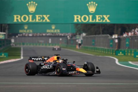 Red Bull driver Max Verstappen, of the Netherlands, drives his race car during a practice run of the Formula One Mexico Grand Prix at the Hermanos Rodriguez racetrack in Mexico City, Friday, Oct. 28, 2022. (AP Photo/Moises Castillo)