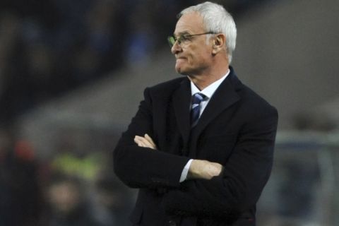FILE - A Wednesday, Dec. 7, 2016 file photo of Leicester City manager, Claudio Ranieri, watching play during a Champions League group G soccer match between FC Porto and Leicester City at the Dragao stadium in Porto, Portugal. The French soccer league has given permission to Nantes to hire former Leicester manager Claudio Ranieri. The Italian coach will reportedly sign a two-year deal. (AP Photo/Paulo Duarte, File)