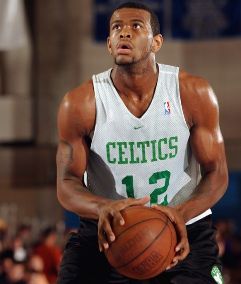 BOSTON - JULY 19:  Lenny Cooke #12 of the Boston Celtics looks to shoot during the Reebok Pro Summer League against the Atlanta Hawks at the Clark Athletic Center on July 19, 2003 in Boston, Massachusetts.  The Hawks won 89-80.  NOTE TO USER: User expressly acknowledges and agrees that, by downloading and/or using this Photograph, User is consenting to the terms and conditions of the Getty Images License Agreement.  Copyright 2003 NBAE  (Photo by Jesse D. Garrabrant/NBAE via Getty Images)