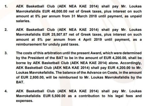 Η ΑΕΚ καλείται να πληρώσει πάνω από 160.000€ στους Μαυροκεφαλίδη και Χάρις