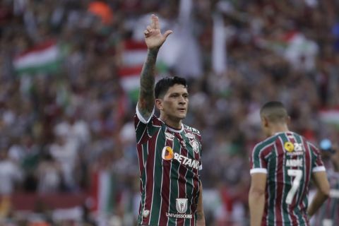 Ο Χερμάν Κάνο της Φλουμινένσε πανηγυρίζει γκολ που σημείωσε κόντρα στην Μπόκα για τον τελικό του Copa Libertadores 2023-2024 στο "Μαρακανά", Ρίο ντε Ζανέιρο | Σάββατο 4 Νοεμβρίου 2023