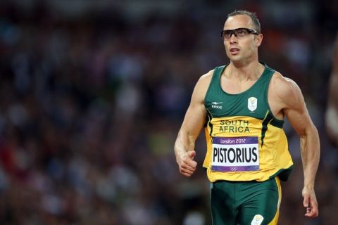 LONDON, ENGLAND - AUGUST 05:  Oscar Pistorius of South Africa competes in the Men's 400m Semi Final on Day 9 of the London 2012 Olympic Games at the Olympic Stadium on August 5, 2012 in London, England.  (Photo by Streeter Lecka/Getty Images)