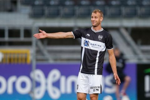 Eupen's Siebe Blondelle pictured during a friendly soccer game between Belgian first division team KAS Eupen and German second division club Alemannia Aachen, Tuesday 12 July 2016 in Eupen. BELGA PHOTO BRUNO FAHY