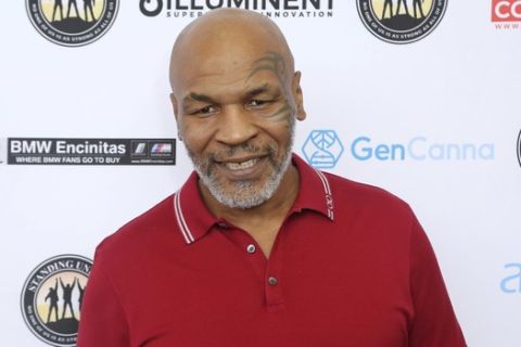 Mike Tyson attends the Mike Tyson Standing United and the Tyson Ranch Celebrity Golf Tournament on Friday, Aug. 2, 2019, in Dana Point, Calif. (Photo by Willy Sanjuan/Invision/AP)