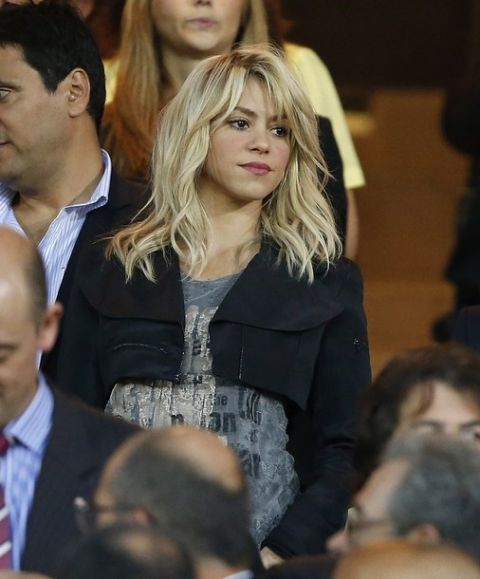 MADRID, SPAIN - MAY 25: Singer Shakira looks on prior to the Copa del Rey Final match between Athletic Bilbao and Barcelona at Vicente Calderon Stadium on May 25, 2012 in Madrid, Spain. (Photo by Angel Martinez/Getty Images)