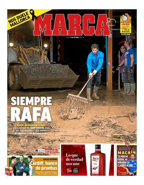 H "Marca" υμνεί τον Ναδάλ με συγκινητικό πρωτοσέλιδο
