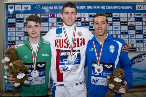 Podium
100 Backstroke Men Final 
LEN 43rd Arena European Junior Swimming Championships
Hodmezovasarhely, Hungary 
Day02 07-07-2016
Photo Andrea Masini/Deepbluemedia/Insidefoto