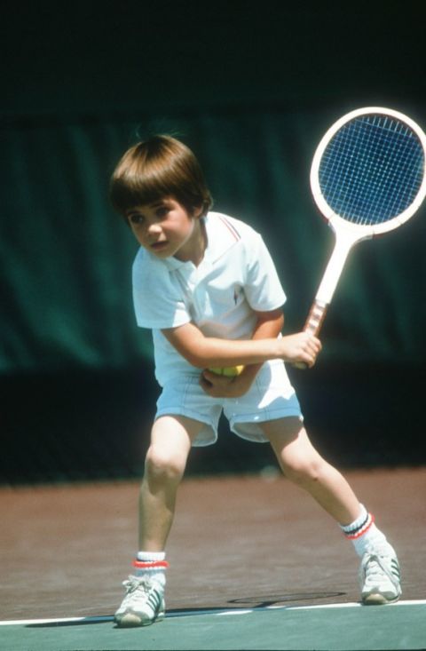336624 03: Seven-Year Old Andre Agassi Plays Tennis April 1977 In Las Vegas, Nv. Agassi Becomes One Of The Top Tennis Players.  (Photo By John Russell/Getty Images)