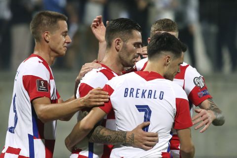 Ο Μάρκο Λιβάγια πανηγυρίζει γκολ με τη φανέλα της εθνικής Κροατίας απέναντι στην Κύπρο | 8 Οκτωβρίου 2021