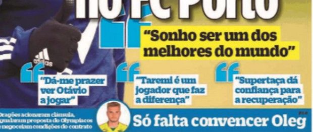 O Jogo: "Η Πόρτο προσπαθεί να πείσει τον Ρέαμπτσιουκ"