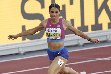 Sydney Mclaughlin, of the United States, wins the final of the women's 400-meter hurdles at the World Athletics Championships on Friday, July 22, 2022, in Eugene, Ore. (AP Photo/Gregory Bull)