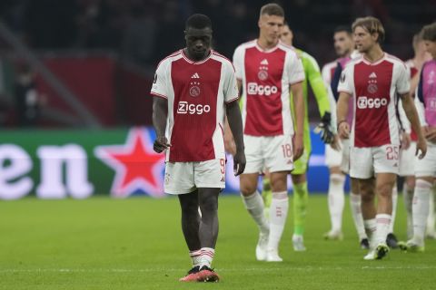 Οι παίκτες του Άγιαξ σε στιγμιότυπο της αναμέτρησης με τη Μαρσέιγ για τη φάση των ομίλων του Champions League 2023-2024 στη "Γιόχαν Κρόιφ Αρένα", Άμστερνταμ | Πέμπτη 21 Σεπτεμβρίου 2023