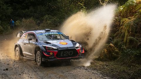 Thierry Neuville (BEL) performs during FIA World Rally Championship 2018 in Deeside, Great-Britain on October 4, 2018 // Jaanus Ree/Red Bull Content Pool // AP-1X3PAYTT12111 // Usage for editorial use only // Please go to www.redbullcontentpool.com for further information. // 