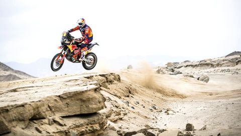 Toby Price (AUS) of Red Bull KTM Factory Team races during stage 1 of Rally Dakar 2019 from Lima to Pisco, Peru on January 7, 2019. // Flavien Duhamel/Red Bull Content Pool // AP-1Y2CZV6GH1W11 // Usage for editorial use only // Please go to www.redbullcontentpool.com for further information. // 