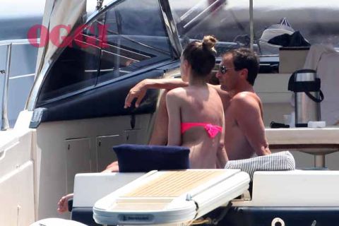 15.06.2013 Capri: Massimilano Allegri con la fidanzata Gloria Patrizzi. ESCLUSIVO POOL OLYCOM