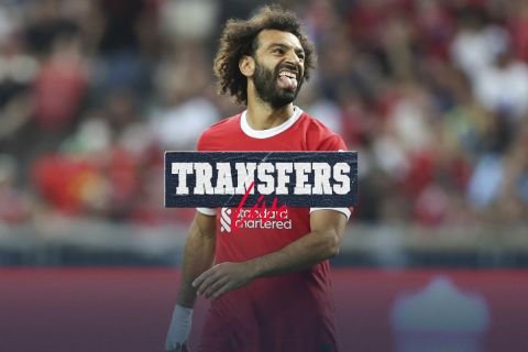 Mohamed Salah of Liverpool FC reacts during the preseason friendly football match between Liverpool Fc and FC Bayern Munchen in Singapore, Tuesday, August 2nd, 2023. (AP Photo/Danial Hakim)