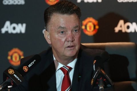 MANCHESTER, ENGLAND - NOVEMBER 06:  (EXCLUSIVE COVERAGE) Manager Louis van Gaal of Manchester United speaks during a press conference at Aon Training Complex on November 6, 2015 in Manchester, England.  (Photo by John Peters/Man Utd via Getty Images)
