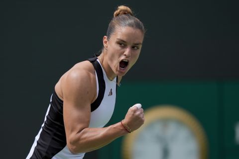 Η Μαρία Σάκκαρη πανηγυρίζει στον τελικό του Indian Wells