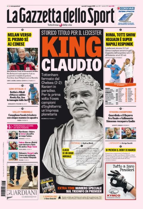 Τα ιταλικά ΜΜΕ αποθεώνουν τον "Βασιλιά" Ρανιέρι
