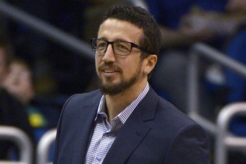 Orlando Magic forward Hedo Turkoglu stands outside the team huddle during a timeout in the first half of an NBA basketball game against the Toronto Raptors in Orlando, Fla., Thursday, Jan. 24, 2013.(AP Photo/Phelan M. Ebenhack)